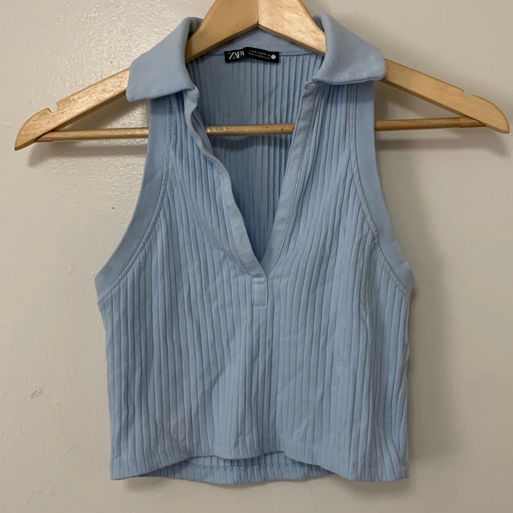 Preppy Collared Crop Tank | Zara